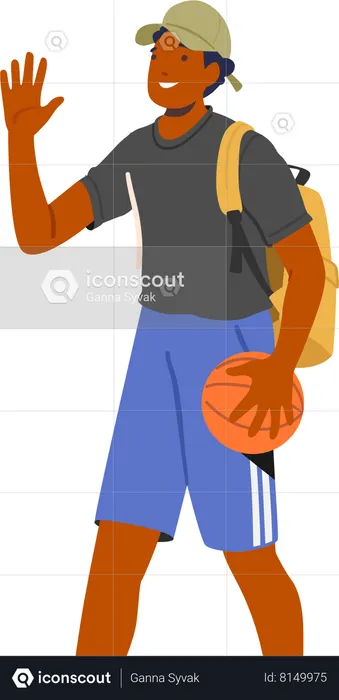 Macho com bola de basquete  Ilustração