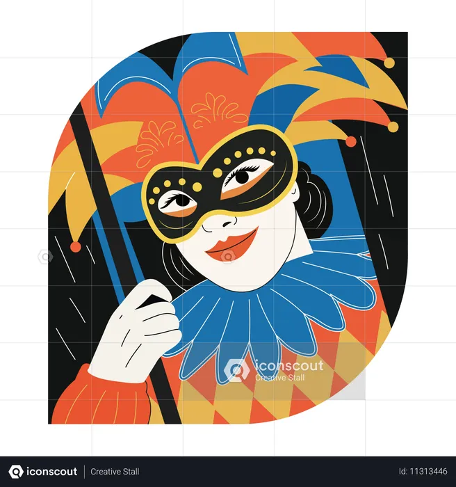 Masquerade woman, character, poker, casino, deck  Illustration