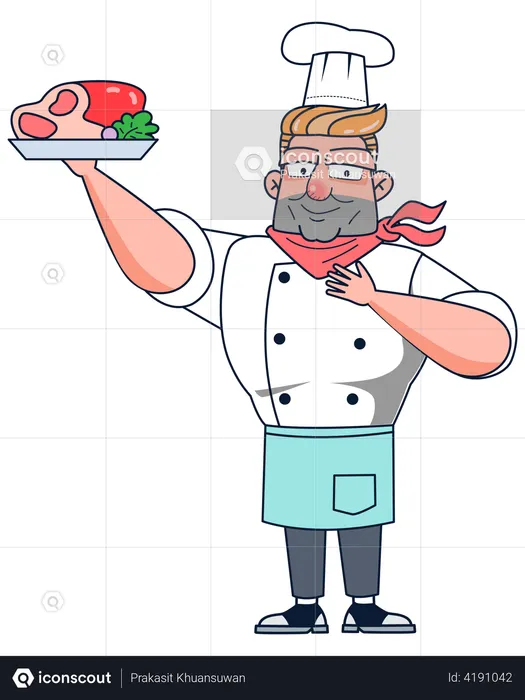 Master chef holding food  Illustration