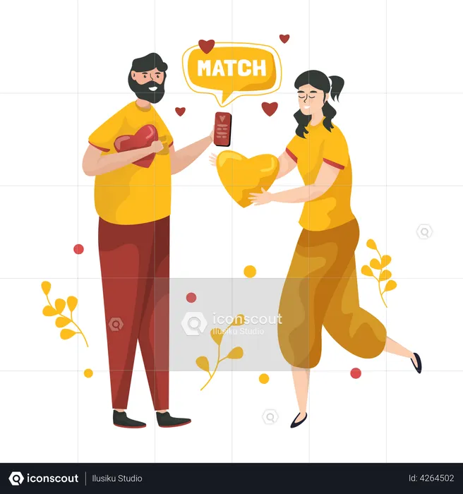 Aplicativo de namoro com sinal de jogo  Ilustração
