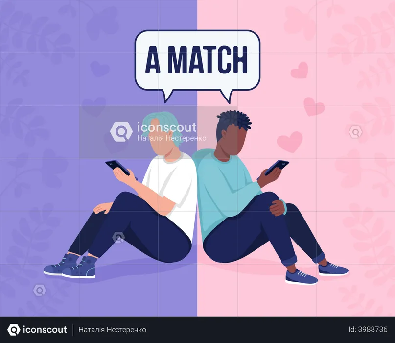 Matching with perfect partner on dating site  Illustration