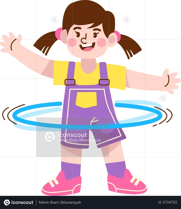 Fille de maternelle jouant du hula hoop  Illustration