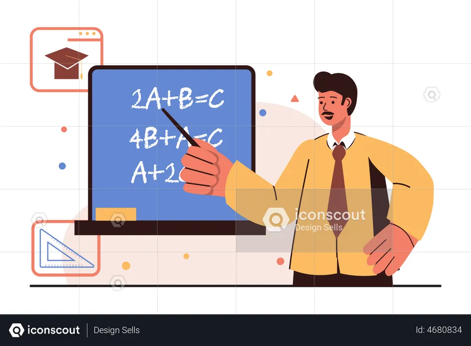 Math teacher teaching maths  Illustration