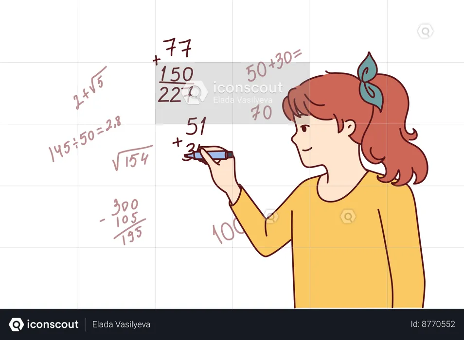 Mathematics teacher is solving maths equations  Illustration