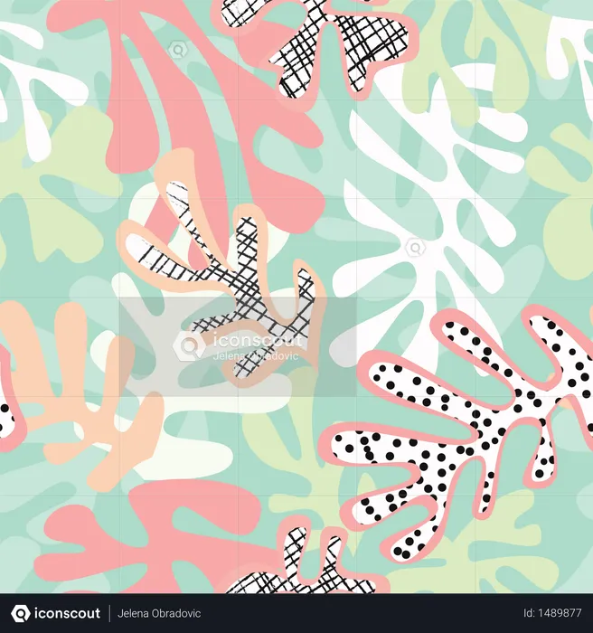 Matisse inspired shapes seamless pattern, colorful design  Illustration