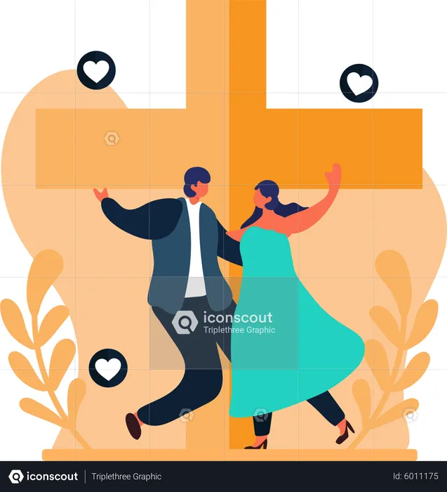 Pareja de matrimonio bailando  Ilustración