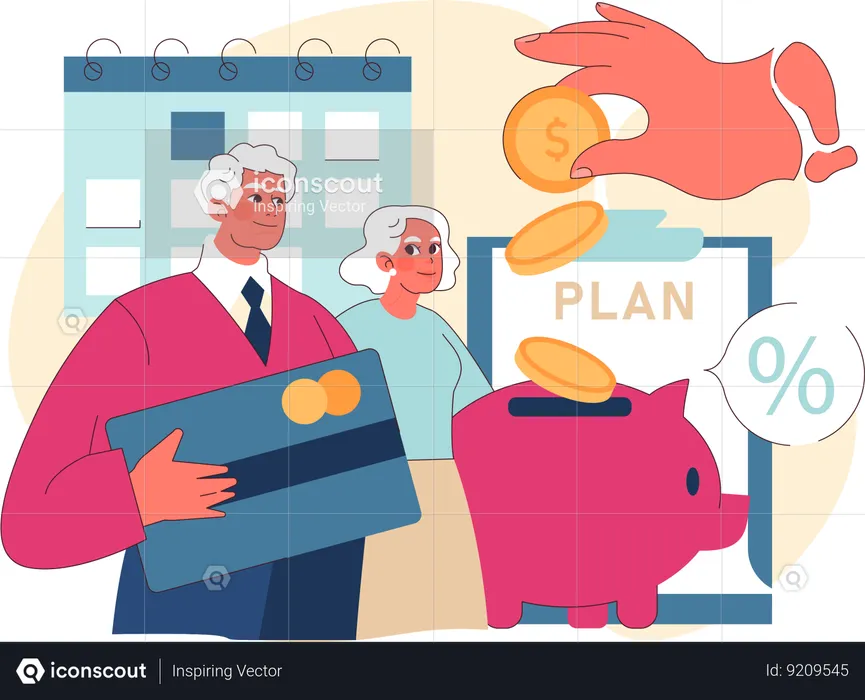 Mature couple with financial security  Illustration
