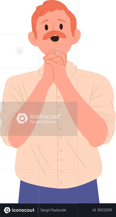 Mature man praying asking god for help and support with deep faith  Illustration