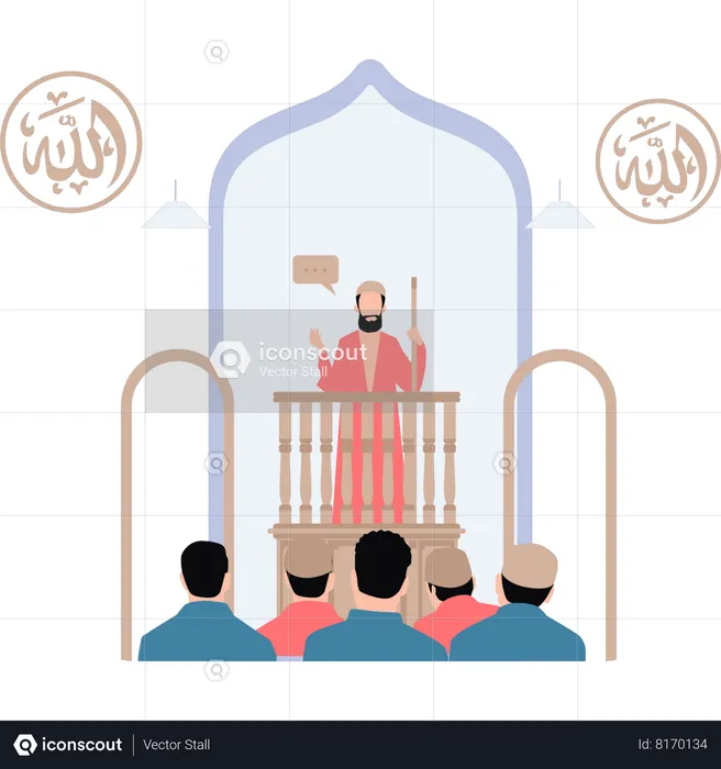 Maulvi Sahib está dando un sermón de Eid  Ilustración