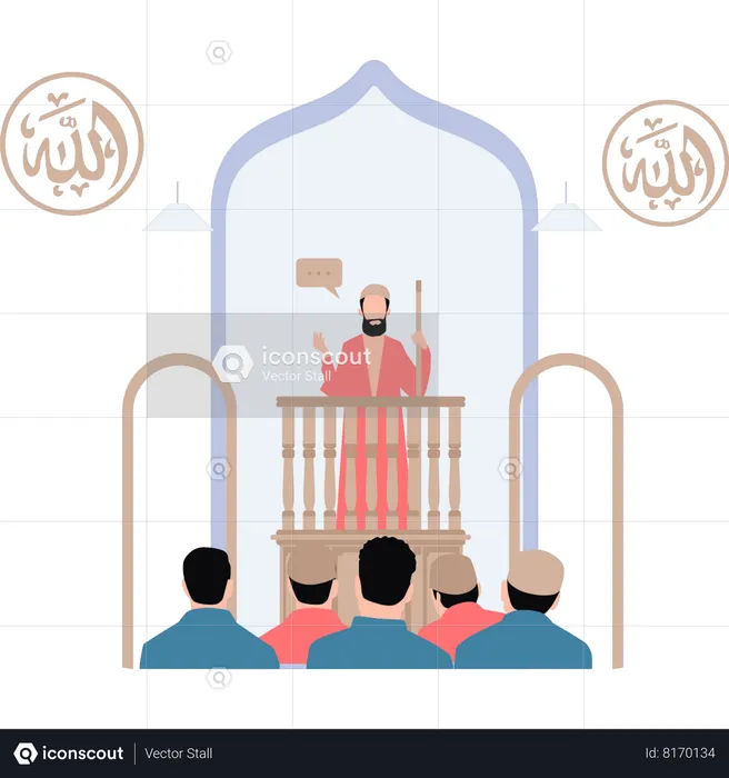 Maulvi Sahib is giving Eid sermon  Illustration