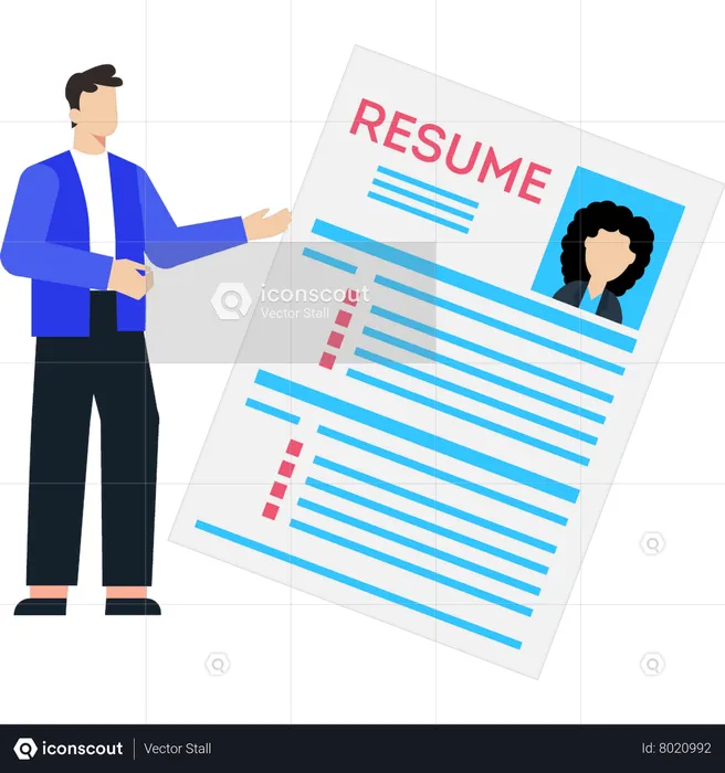 Un type qui regarde son CV  Illustration