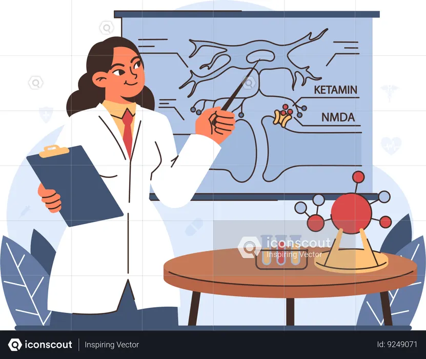 Mécanisme d'action dans la thérapie à la kétamine  Illustration