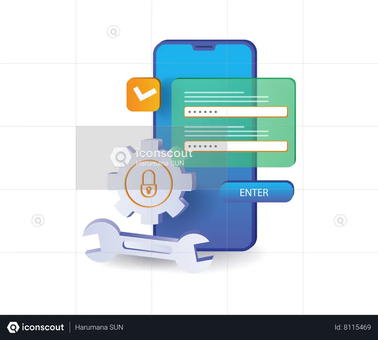 Mecanismo de contraseña de seguridad del teléfono inteligente  Ilustración