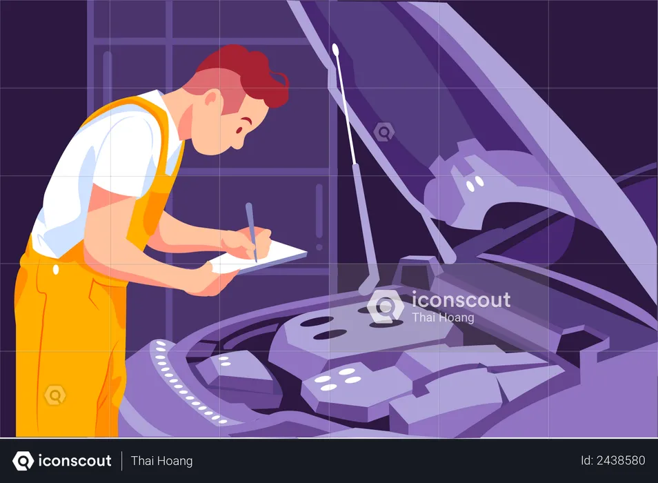 Mechanic repairing car  Illustration
