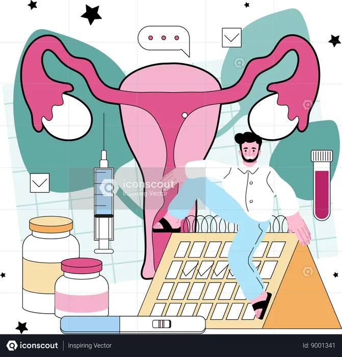 Le docteur analyse l'organe reproducteur  Illustration