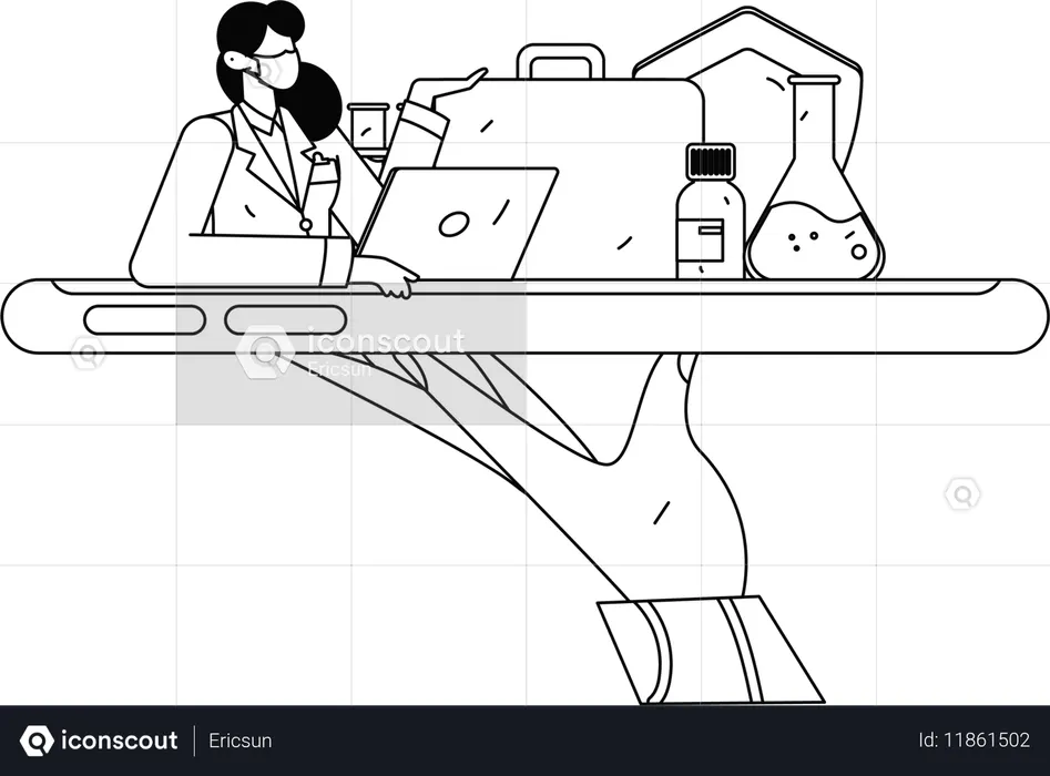 Le médecin se connecte via un appel vidéo en cas d'urgence  Illustration