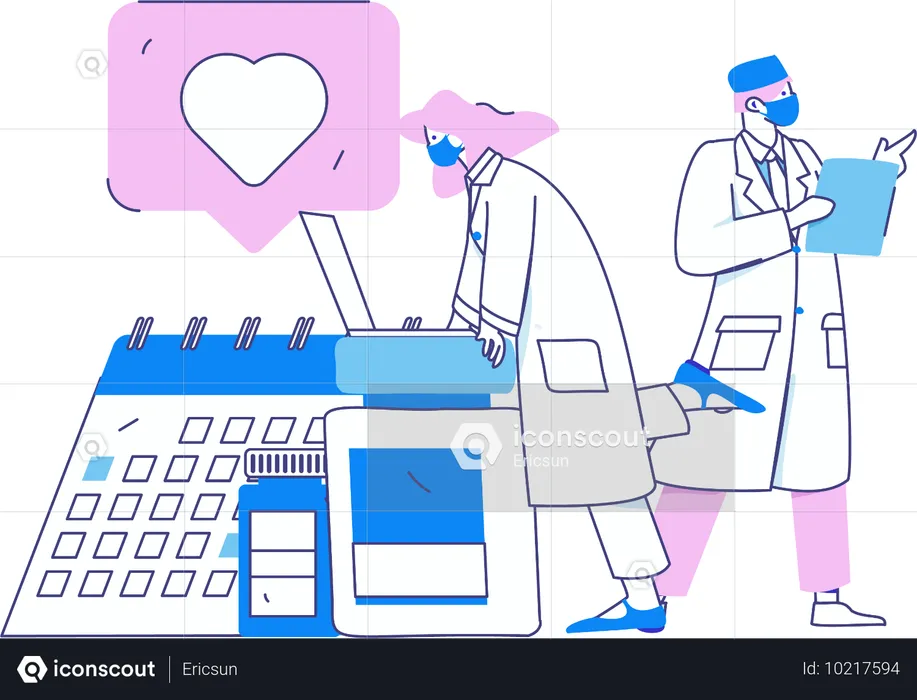 Médecin vérifiant un rendez-vous médical  Illustration