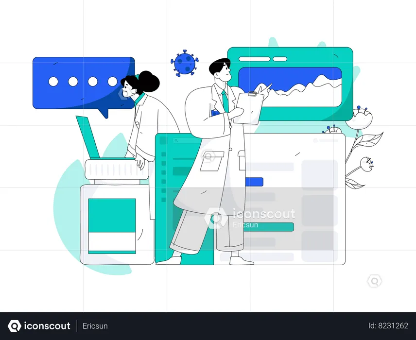 Médecin de laboratoire faisant des recherches en laboratoire  Illustration