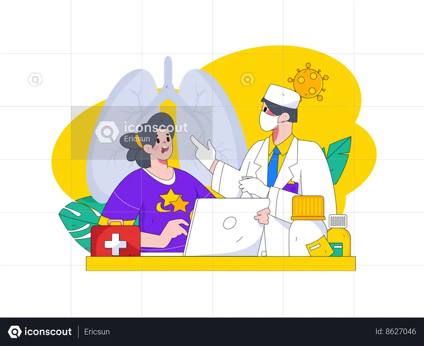 Médecin donnant des conseils covid  Illustration