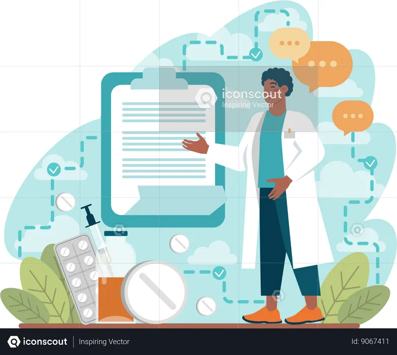 Médecin donnant une prescription médicale  Illustration