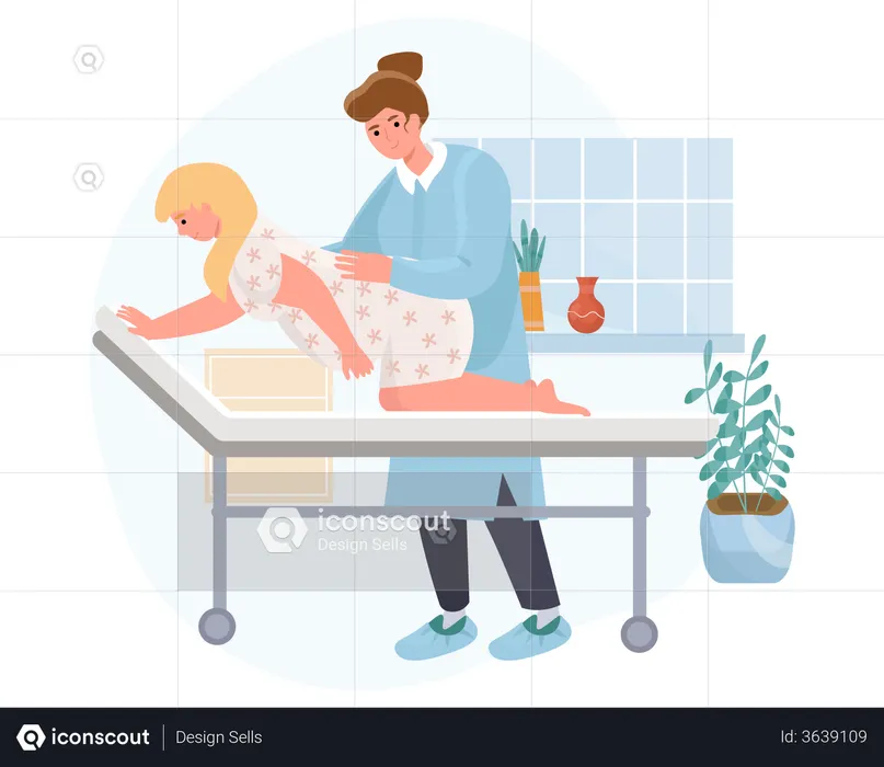 Médecin traitant une femme enceinte  Illustration
