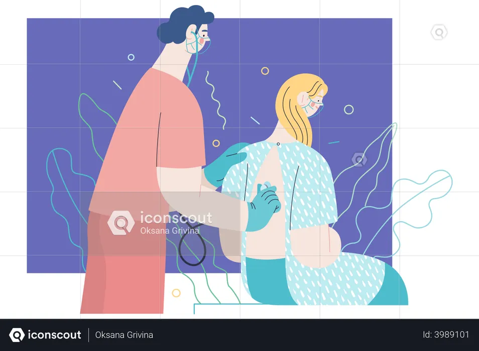 Médecin effectuant une auscultation  Illustration