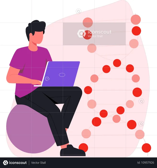 Un médecin de sexe masculin analyse l'ADN humain  Illustration