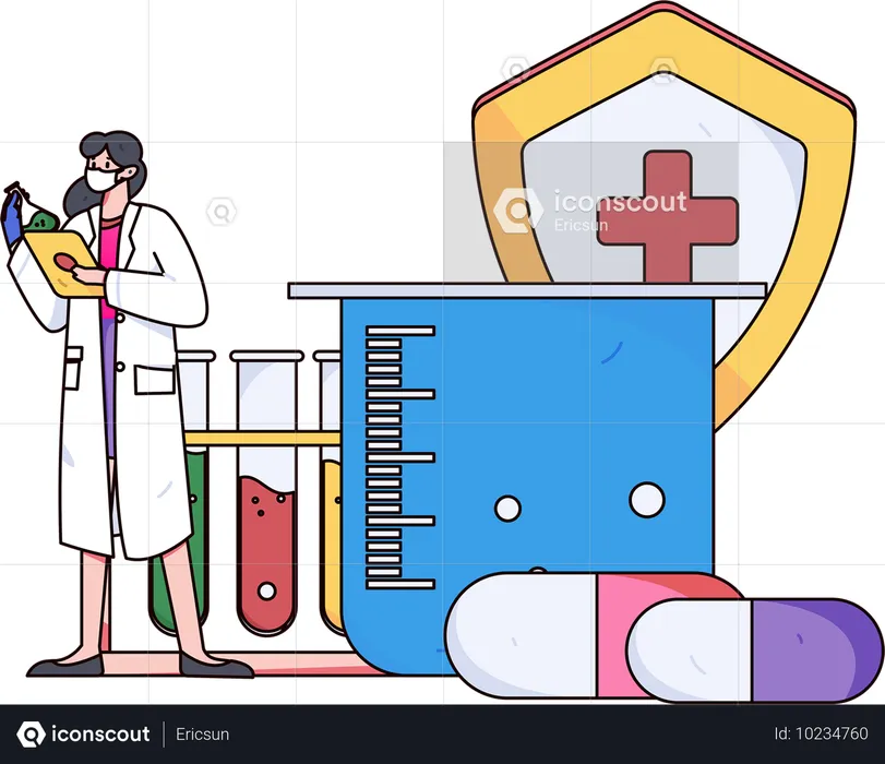 Médecin remplissant le formulaire d'information du patient  Illustration