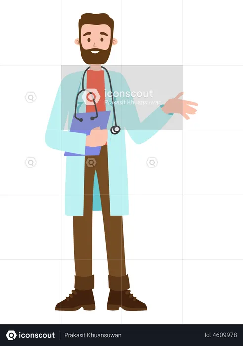 Docteur tenant le rapport du patient  Illustration