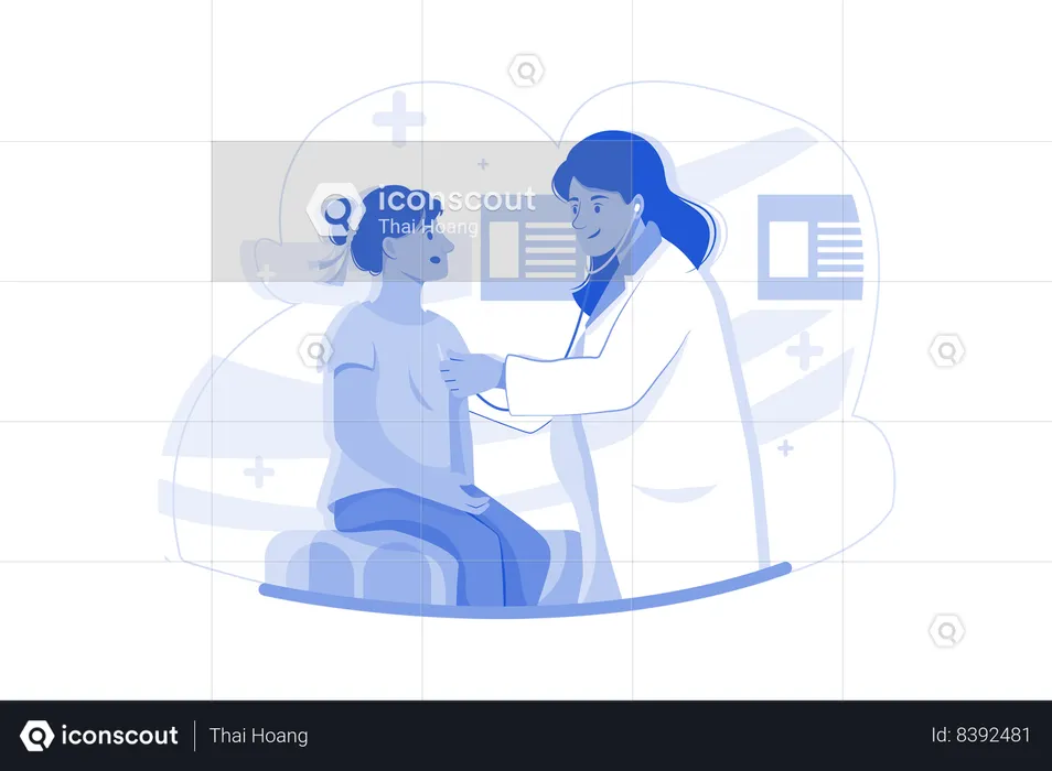 Médecin traitant une patiente  Illustration