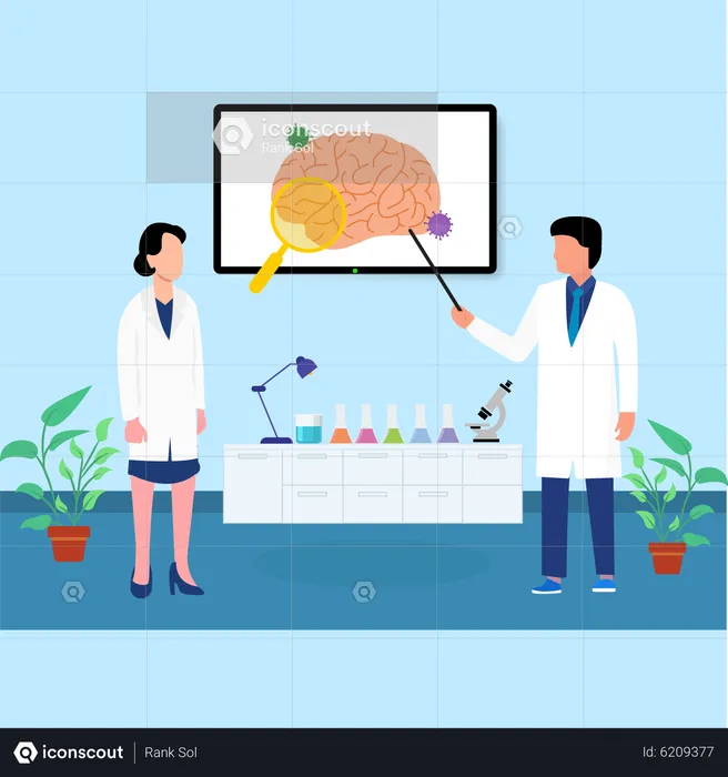 Médecins analysant des tumeurs cérébrales  Illustration