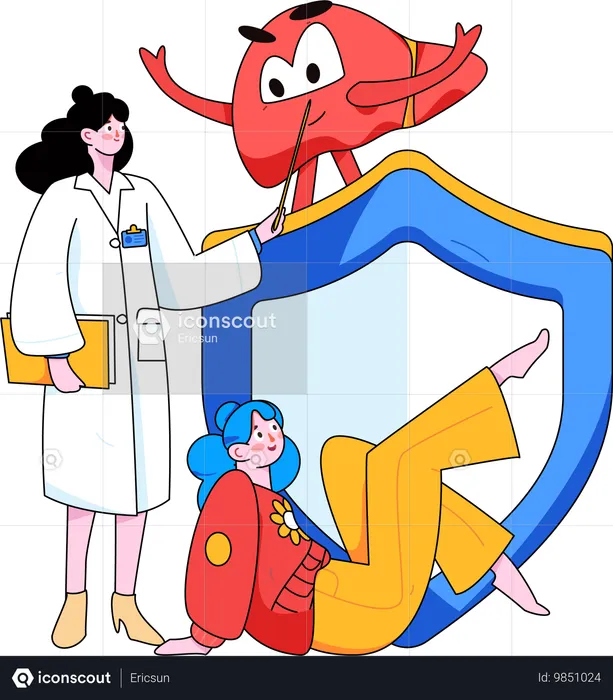 Médica com seguro médico  Ilustração