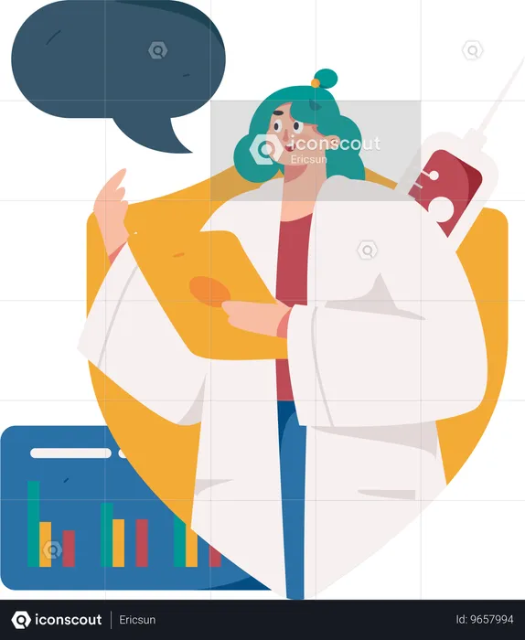 Médica dando prescrição  Ilustração