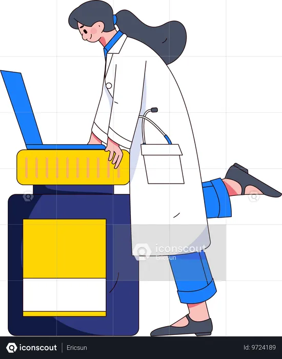 Médica fazendo consulta on-line  Ilustração