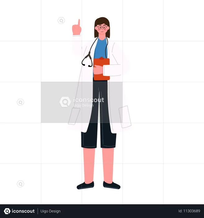 Médica levantando a mão  Ilustração