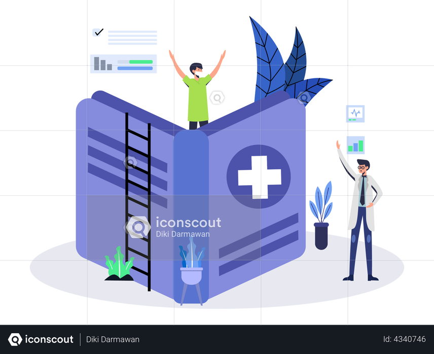 Best Premium Medical Book Illustration download in PNG & Vector format