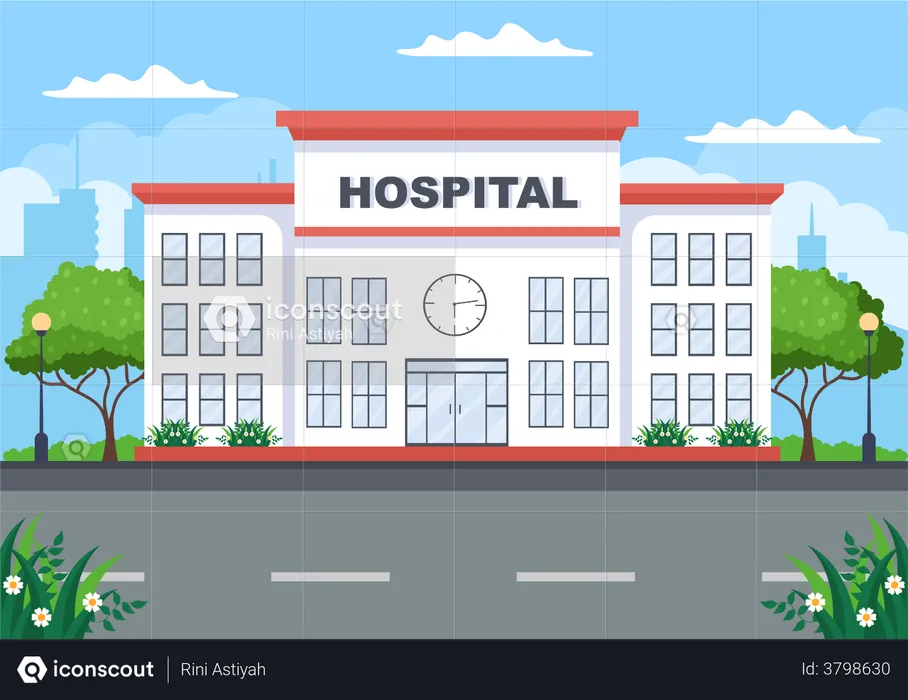 Hospital Building for Healthcare  Illustration
