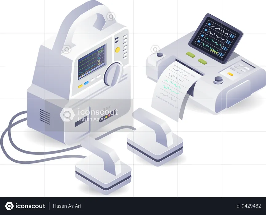 Medical doctor tools heart pacemaker and ultrasound technology  Illustration