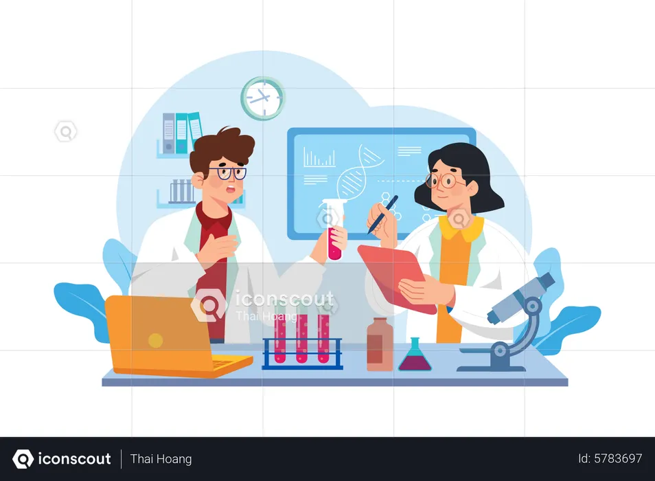 Medical experts working at the lab  Illustration