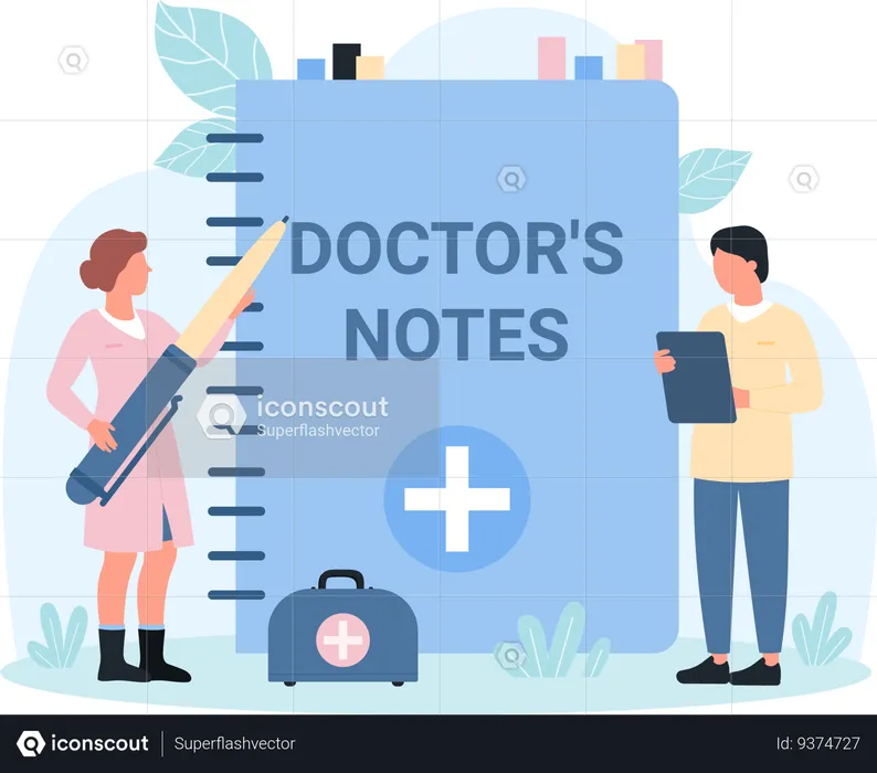 Medical notes about patients health and prescription  Illustration