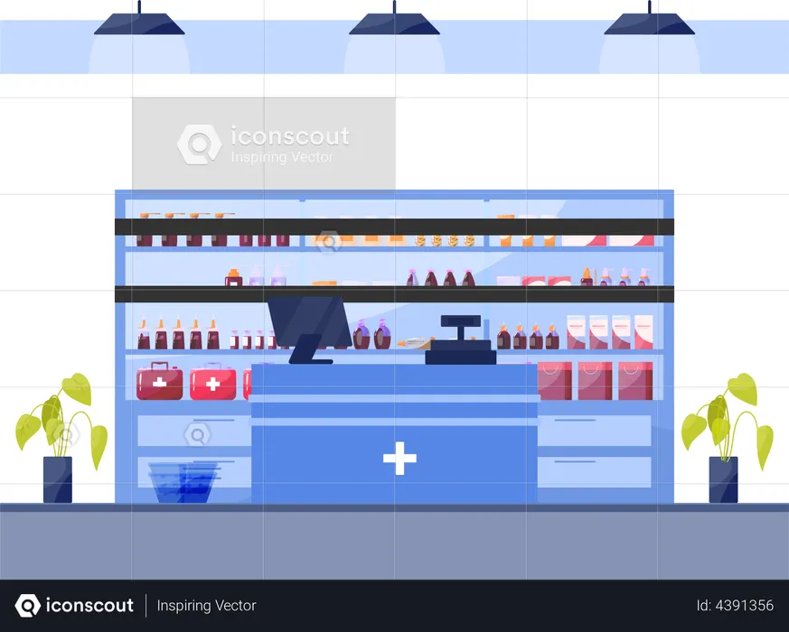 Medical outlet billing counter  Illustration