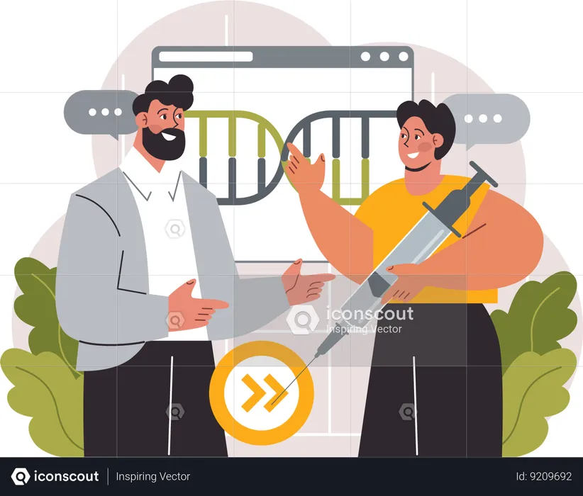 Medical people doing dna modification  Illustration