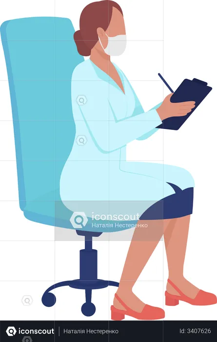 Medical professional in office chair  Illustration
