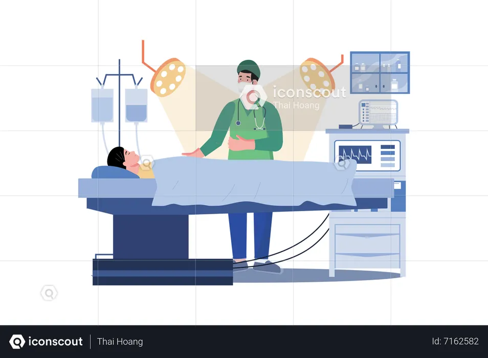 Medical professional multitasking during a surgery to ensure a successful outcome  Illustration