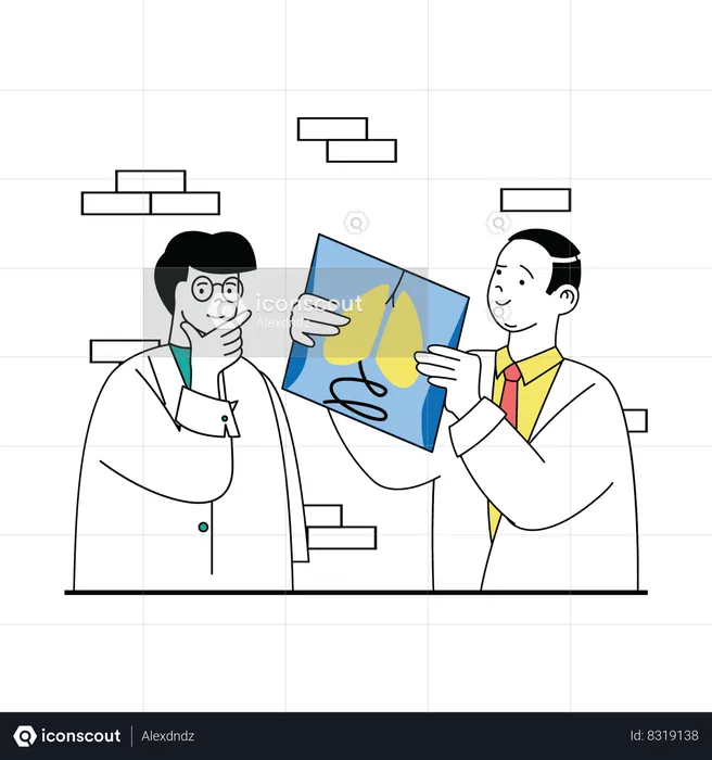 Medical professionals sharing lungs report  Illustration