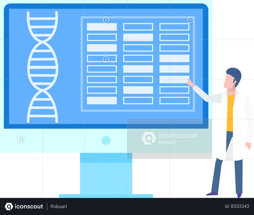 Medical Report DNA Helix Structure on Monitor  Illustration