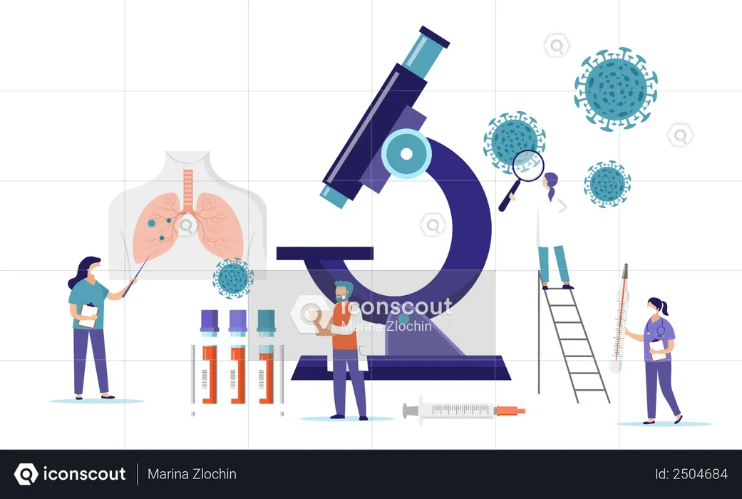 Medical research team doing research on Corona virus infection  Illustration