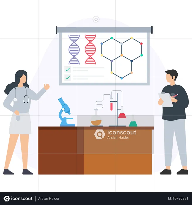 Medical researcher working on lab  Illustration