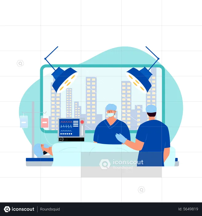 Medical staff in operation room with patient  Illustration