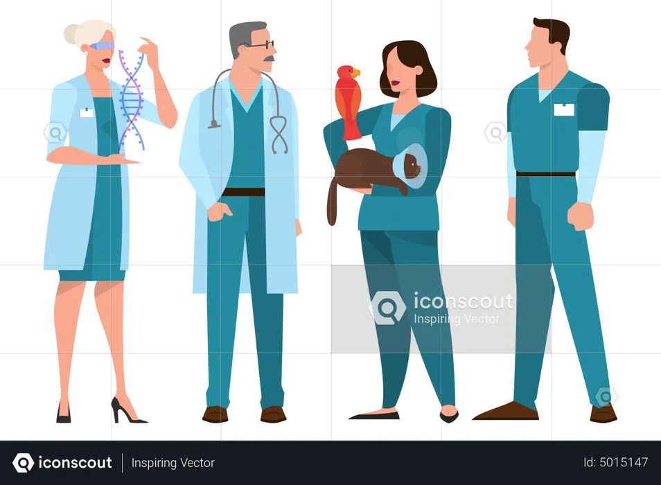 Medical staff standing in the uniform  Illustration